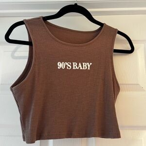 Brown Ribbed '90s Baby' Tank Top